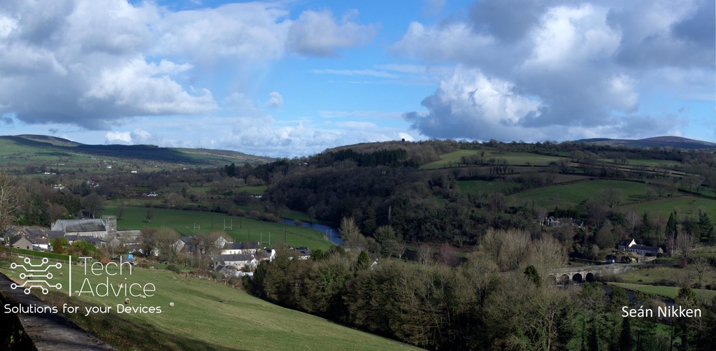 Photo of Inistioge with the Tech Advice logo