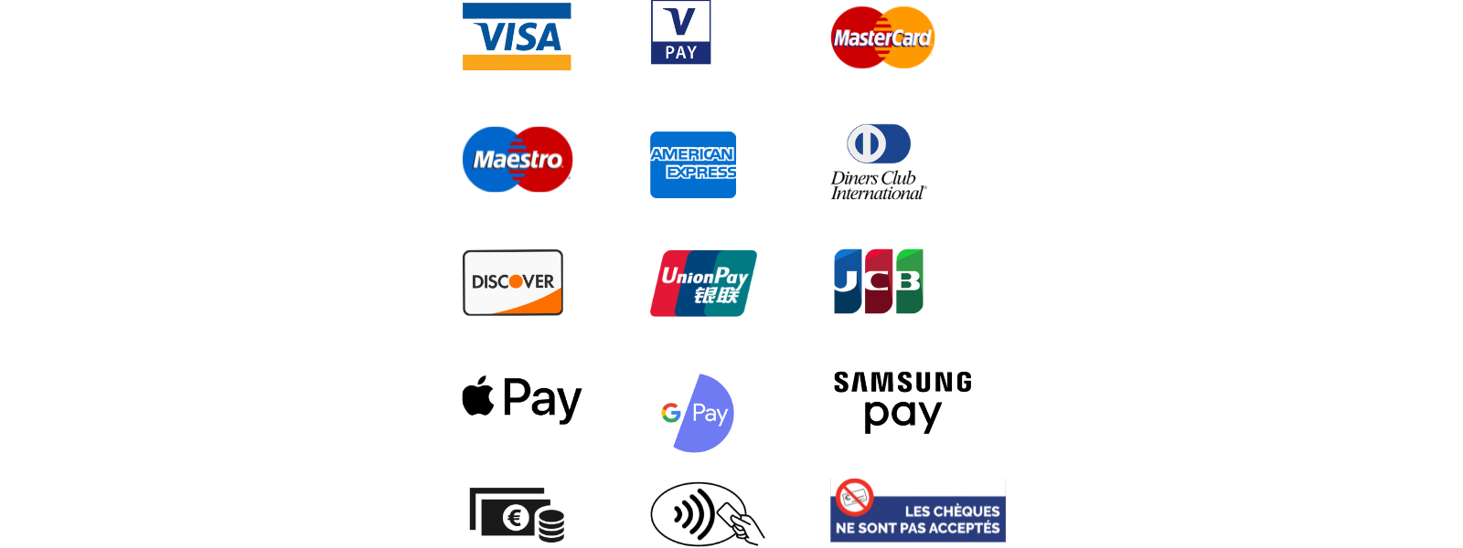 Moyens de paiements acceptés