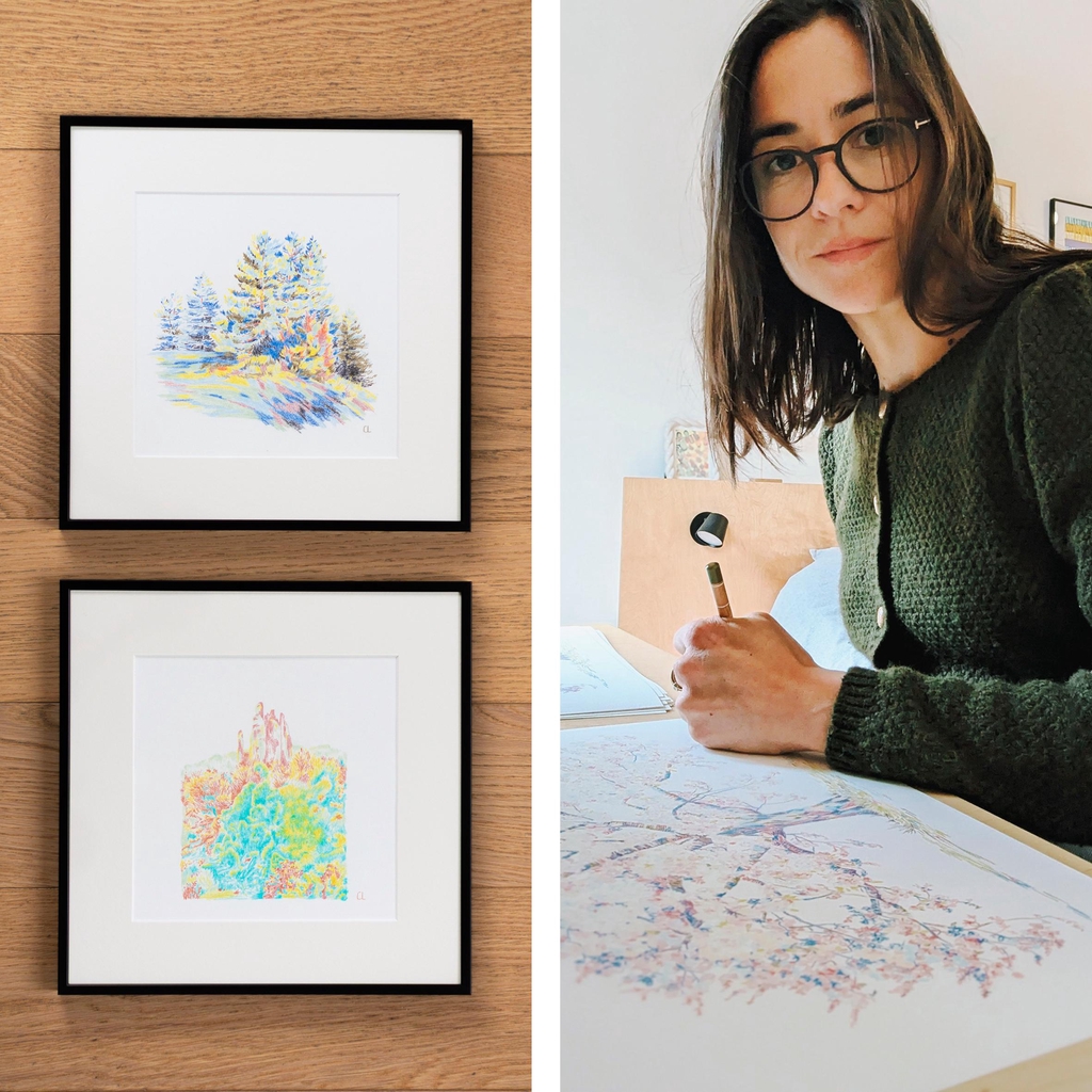 caroline lopez illustration crayon de couleur portrait