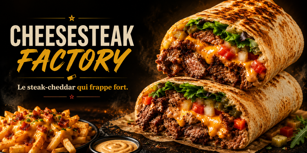 Cheesesteak Factory - wrap steak cheddar grillé et frites gourmandes
