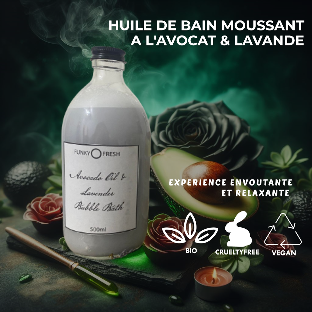 Plongez dans un bain luxueux avec notre huile de bain à l'avocat et lavande. Détendez-vous et nourrissez votre peau grâce à notre formule hydratante. Essayez dès maintenant!
