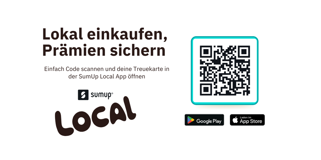 Lokal einkaufen, Prämien sichern
Einfach Code scannen und deine Treuekarte in der SumUp Local App öffnen