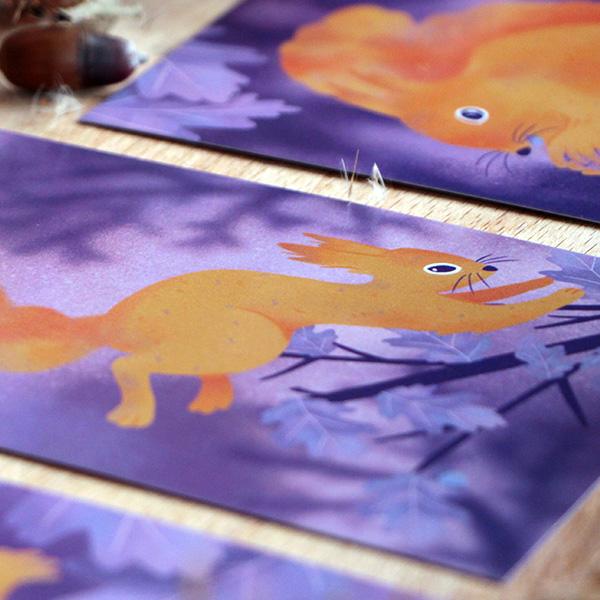 Illustrations de la série des écureuils gourmands