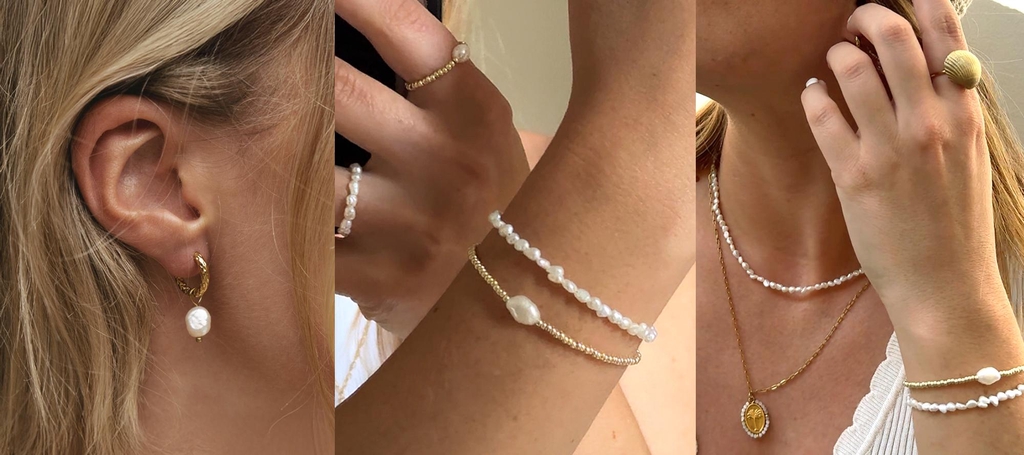 Les bijoux intemporels Hinuii en perles d'eau douces naturelles et en acier inoxydable
