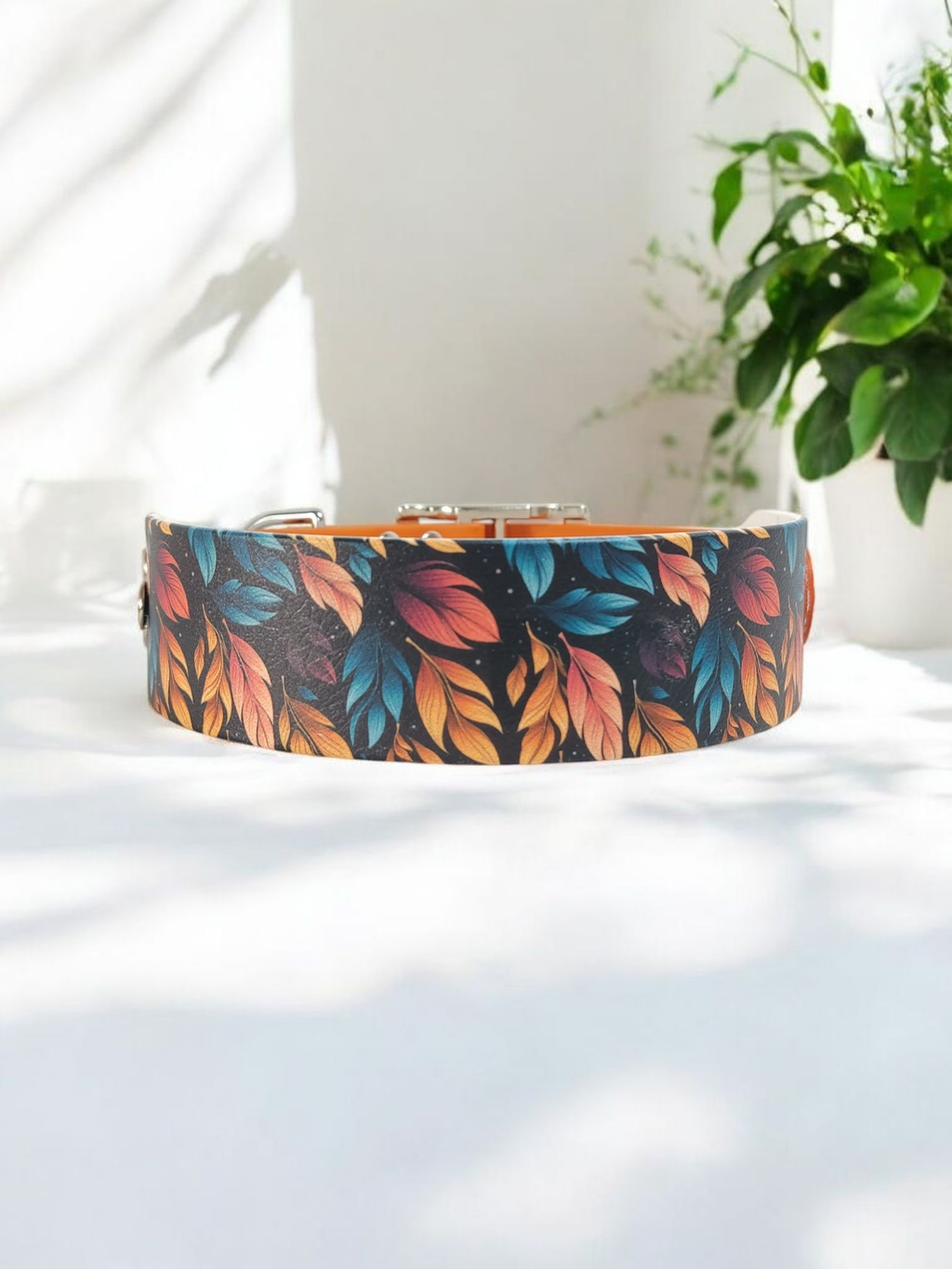 Collier pour chien en biothane style feuilles 
