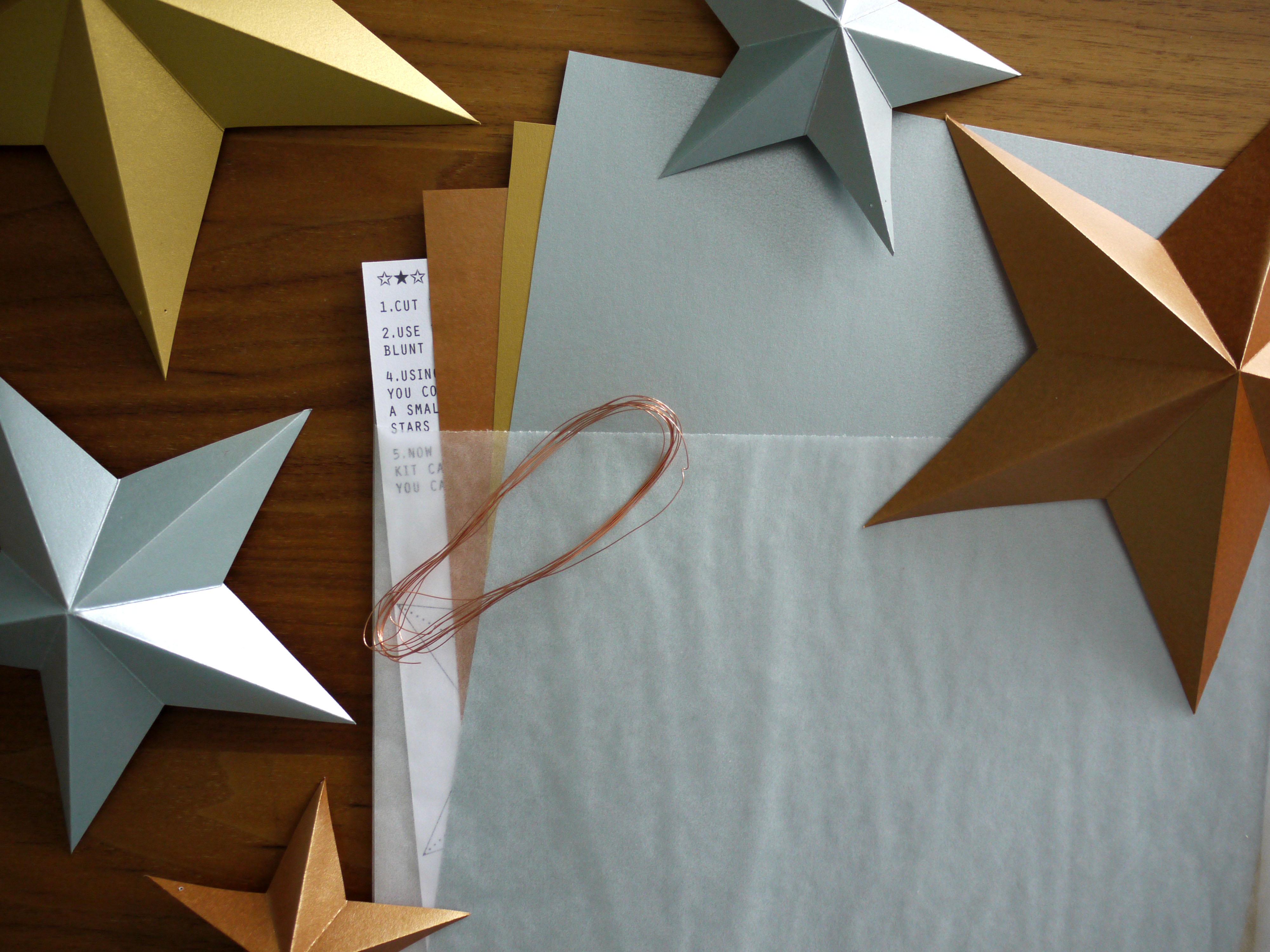 Contents of a DIY star garland kit
