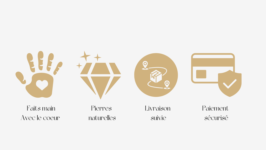 Faits main avec amour 
Pierres naturelles 
Livraison avec suivie 
Paiement sécurisé 