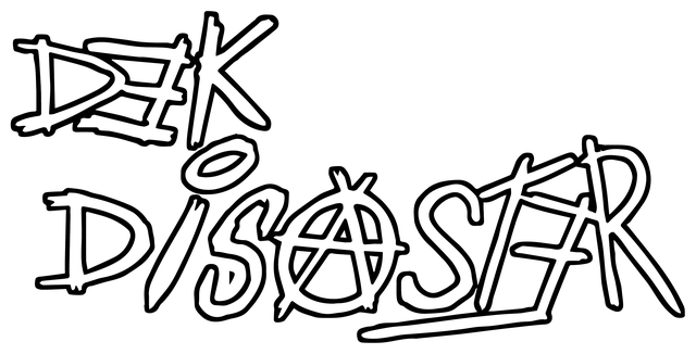 Dekdisaster signature logo in black and white.