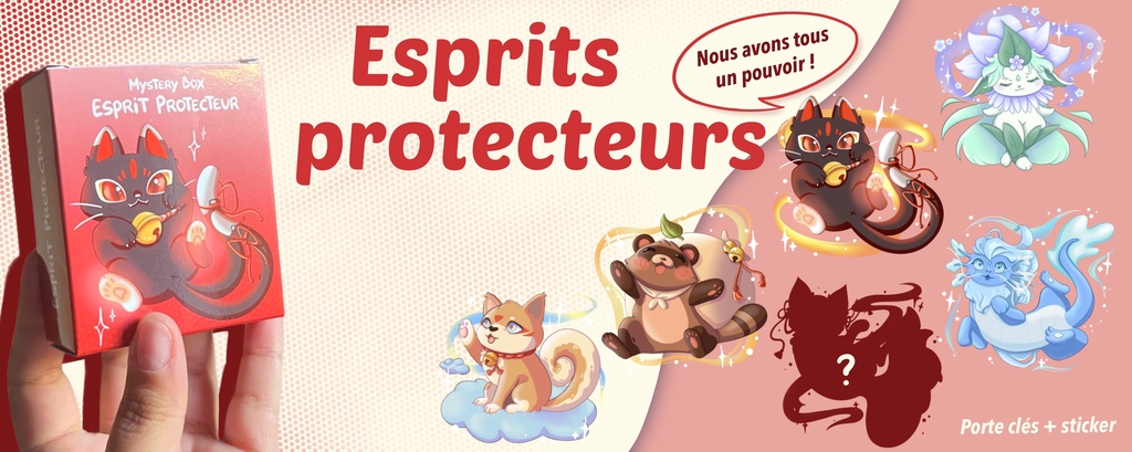 Gacha de porte clés esprits protecteurs. Choix entre 6 designs différents dont un secret. Les esprits sont inspirés de la culture japonaise. 