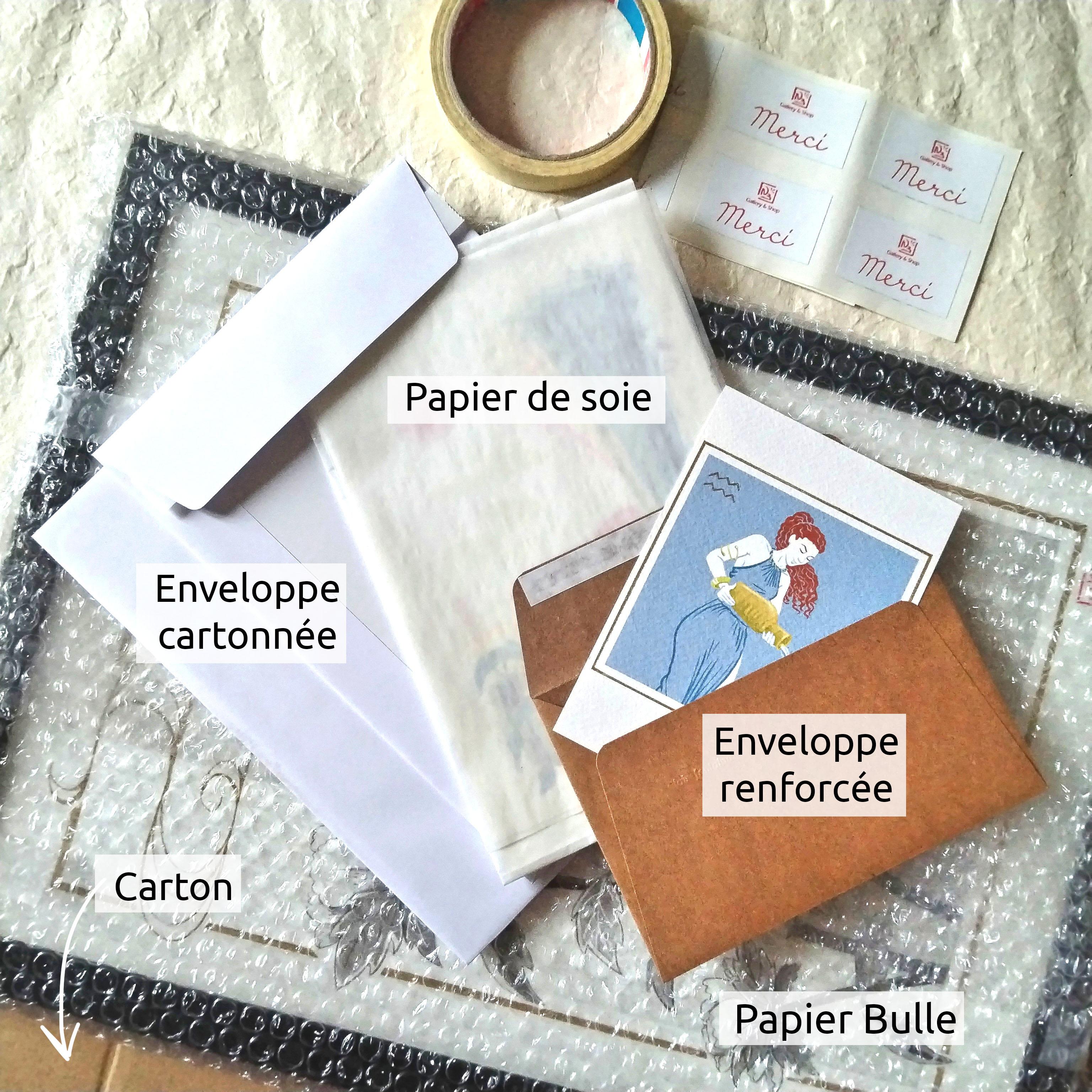 emballage pour envoi des articles de la boutique en ligne nb gallery shop