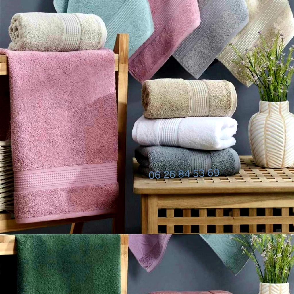 Lot de serviettes éponges 100% coton qualité hôtelière, différentes couleurs - Grossiste ASKENA 