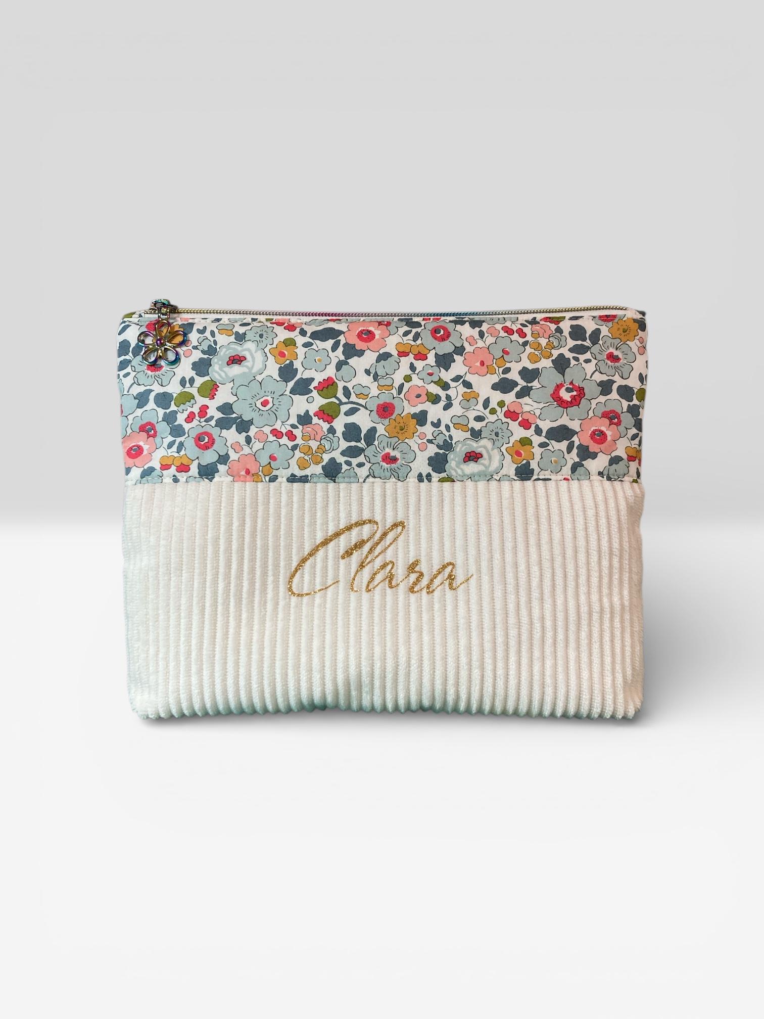 trousse de toilette, trousse de toilette personnalisée, trousse velours