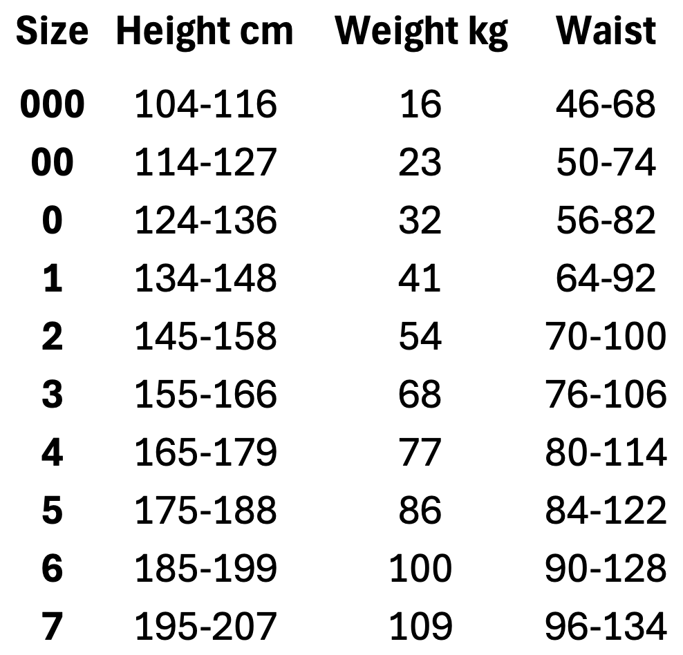 TAGB Size Guide