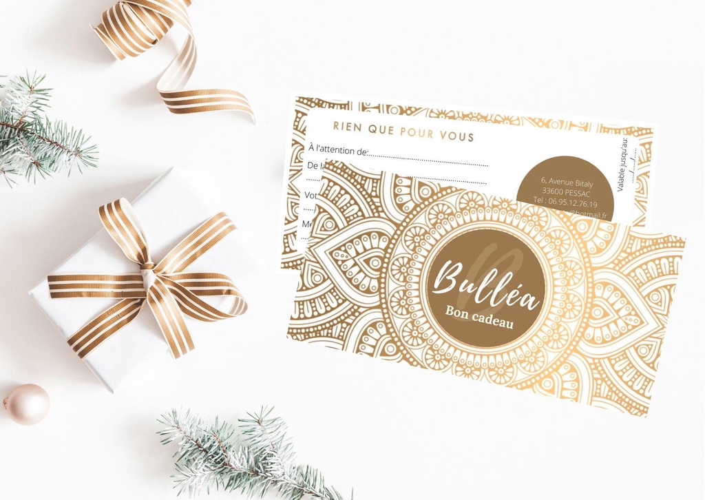 Offrez un cadeau unique avec les bons cadeaux Bulléa. Parfait pour toutes les occasions, nos bons cadeaux permettent de découvrir une gamme exceptionnelle de cosmétiques naturels et de soins de bien-être. Faites plaisir à vos proches avec une expérience beauté inoubliable. 