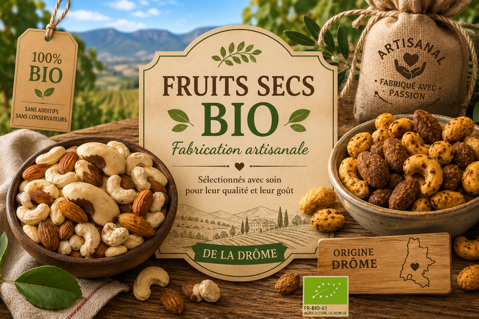 Fruits secs artisanaux Les Pépites de Cotcot – amandes, noix de cajou et mélanges gourmands pour apéritifs, snacks et moments conviviaux