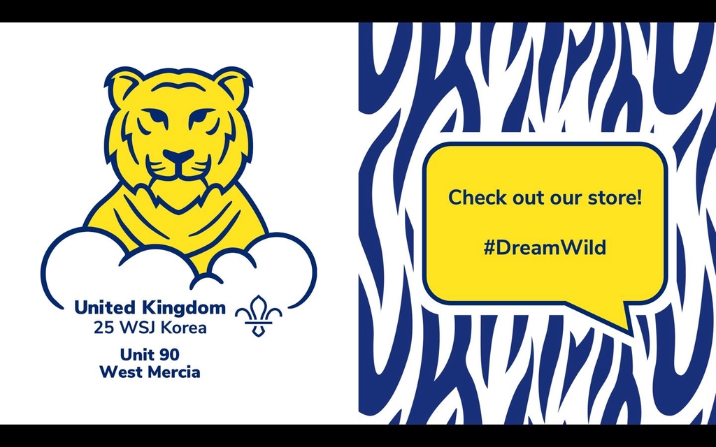 Scouts UK WSJ Primary Logo with text stating customers to Check out our store!