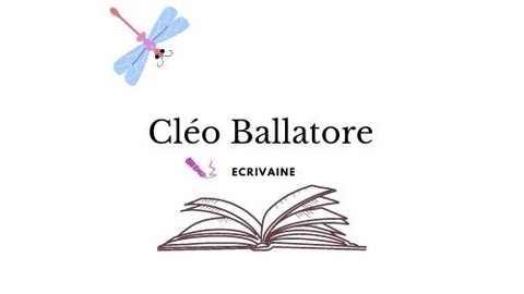 Logo de Cléo Ballatore, écrivaine - une libellule avec un livre ouvert.