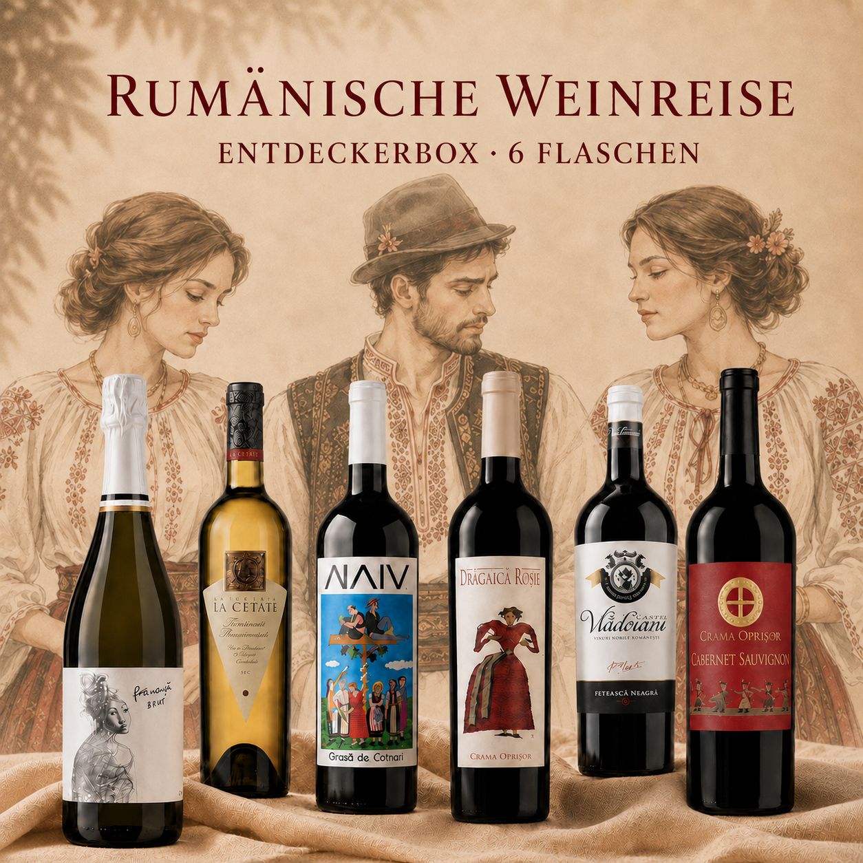 Rumänische Weinreise – Entdeckerbox mit sechs sorgfältig ausgewählten rumänischen Weinen