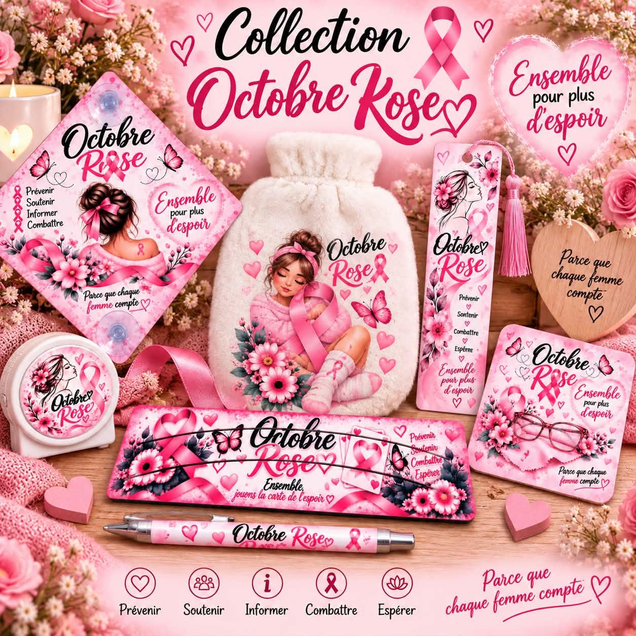 Collection Octobre Rose - créations personnalisées Crazy Créa.