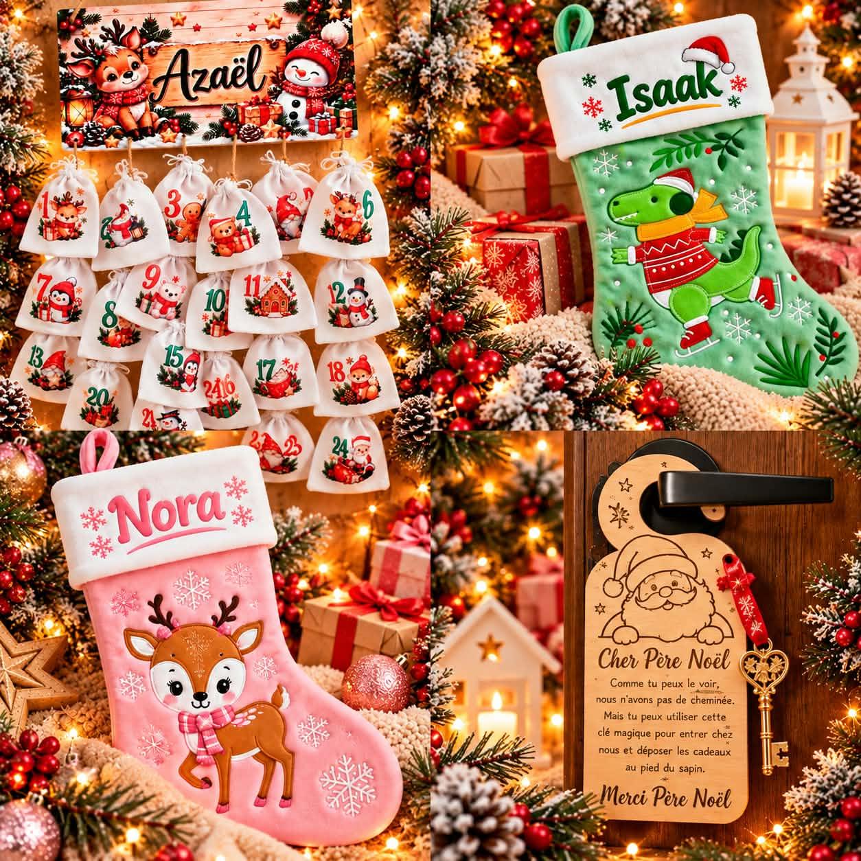 Créations de Noël personnalisées – Calendriers de l’Avent, chaussettes de Noël et décorations artisanales Crazy Créa