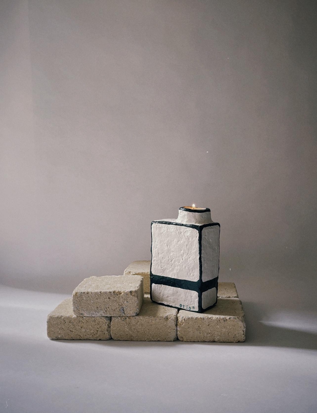 Bougeoir papier mâché wabi sabi artisanal fait main original design 
