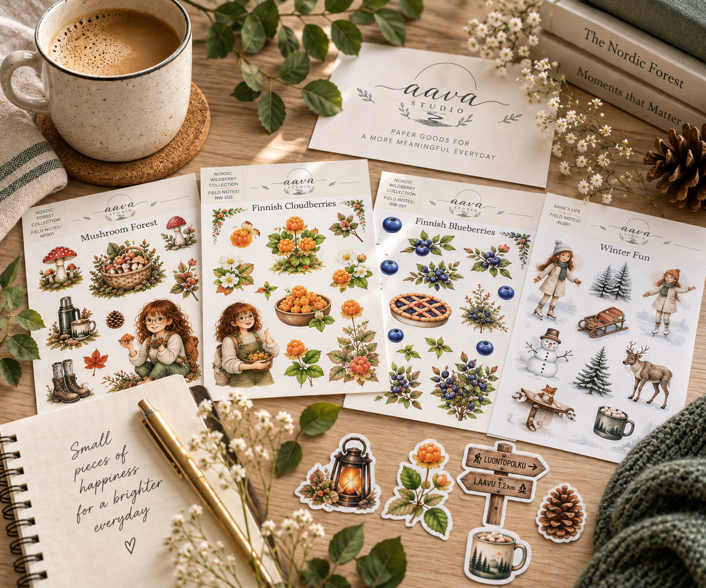 Aava Paper Studio sticker sheets and paper goods
