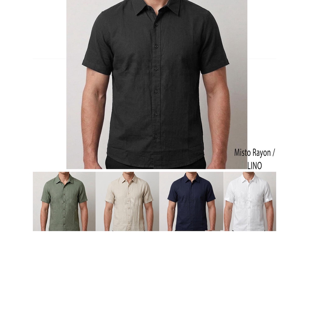 CAMICIA UOMO MANICA CORTA IN MISTO LINO E RAYON