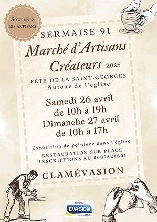Les 26 & 27 avril - Marché des artisans créateurs de Sermaise