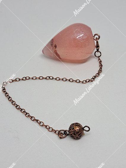 Pendule orgonite en quartz rose
