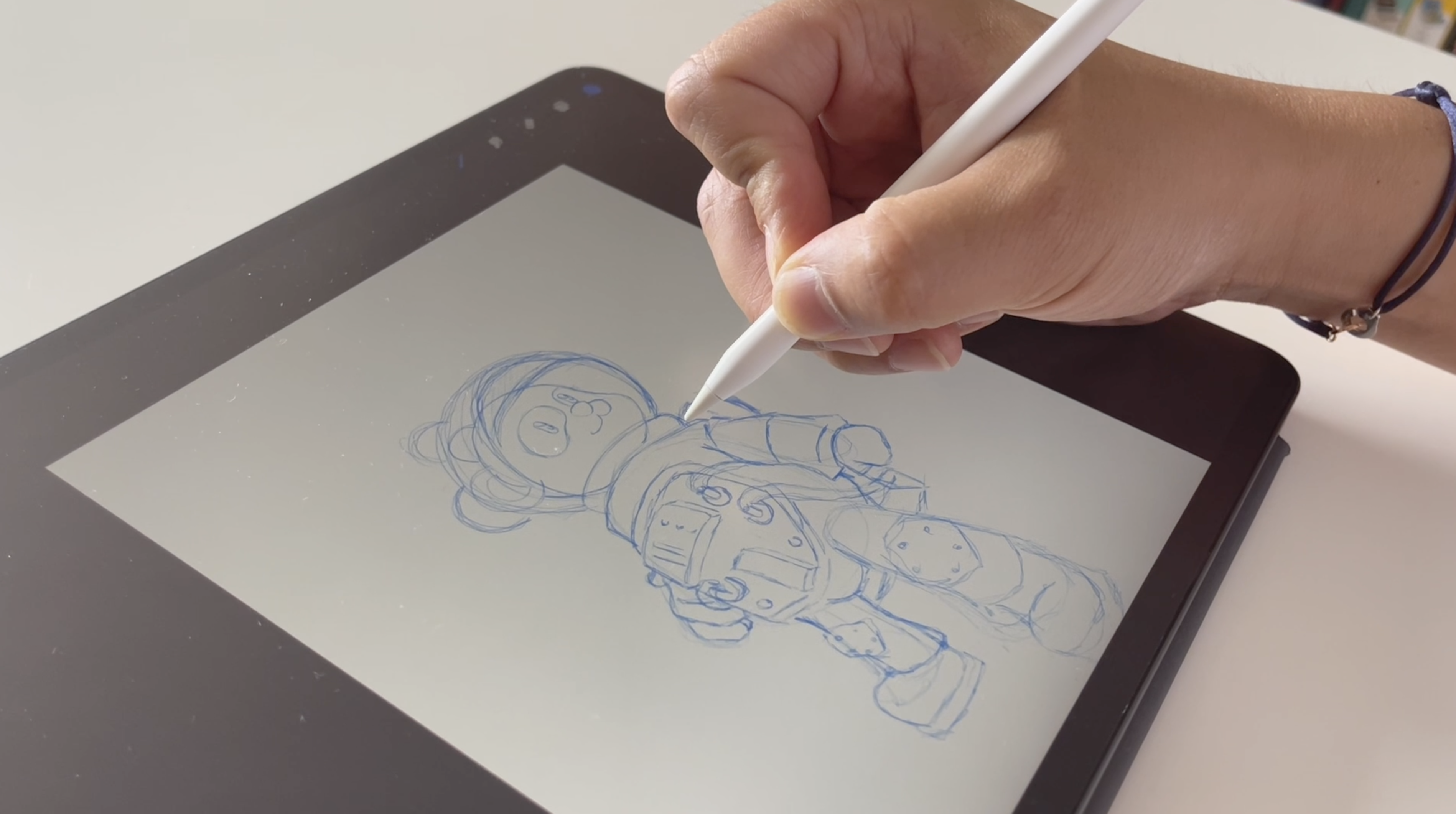 Henry en train de dessiner le pandanaute