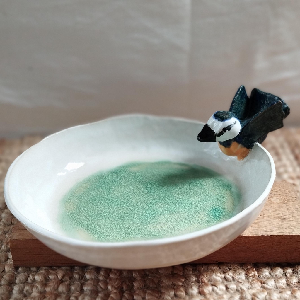 bain oiseau en grès