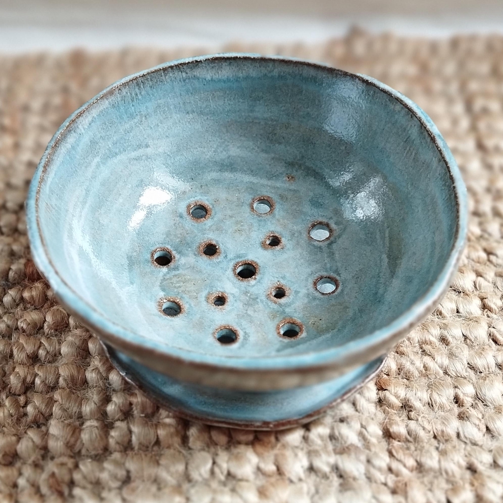 Berry Bowl en grès, émail bleu ciel