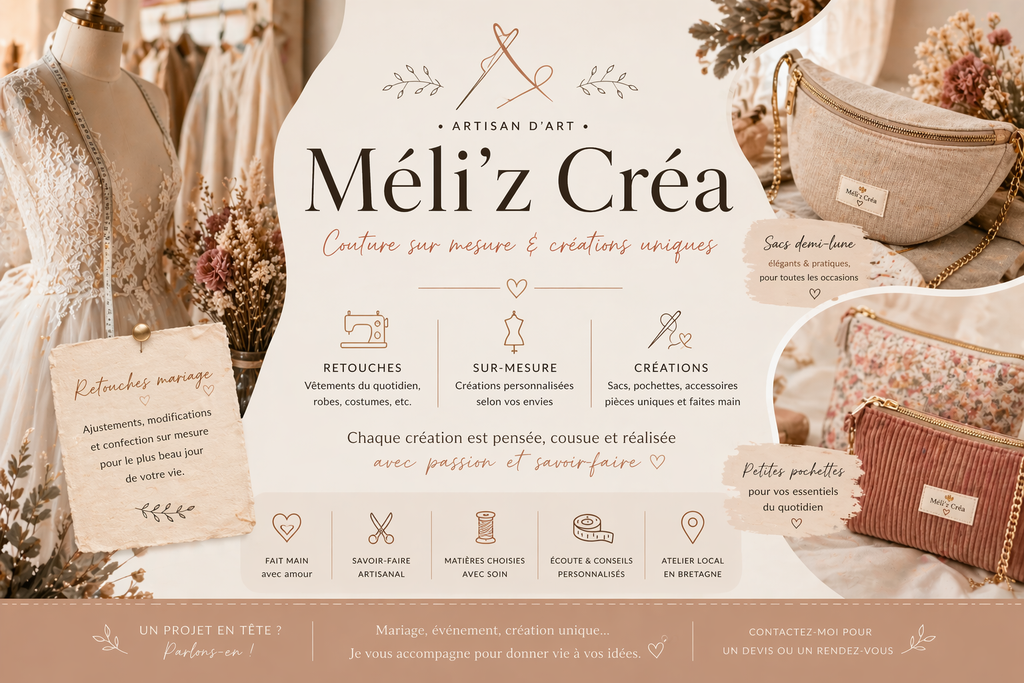 Couture sur mesure, retouches vêtements & créations artisanales en Bretagne