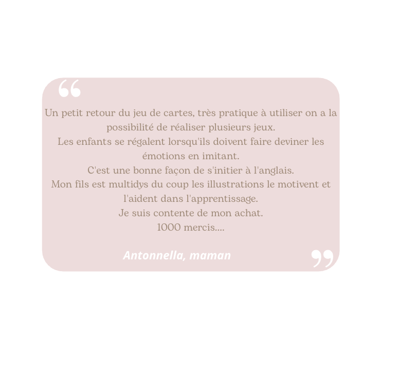 Avis sur les cartes éducatives bilingues d'une maman.