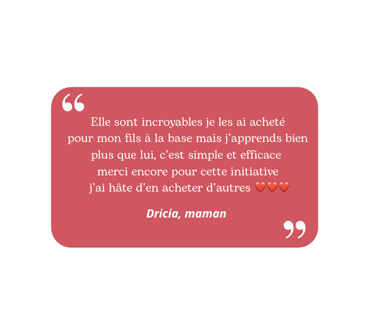 Avis sur les cartes éducatives bilingues d'une maman.
