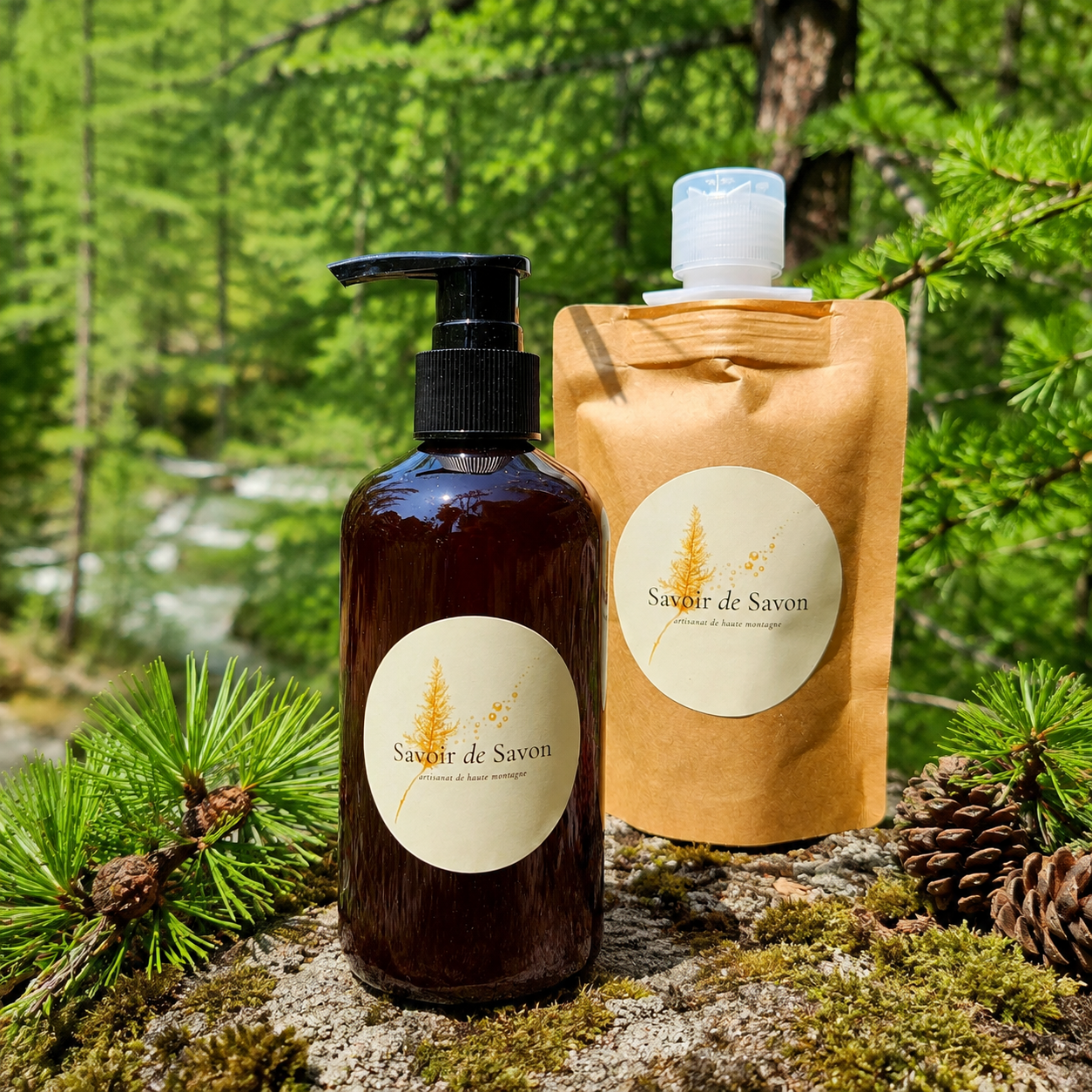Gel douche naturel Le Vallier, formulé a l'huile d'olive varoise et parfumé à la fraîcheur du Mélèze du Mercantour.
