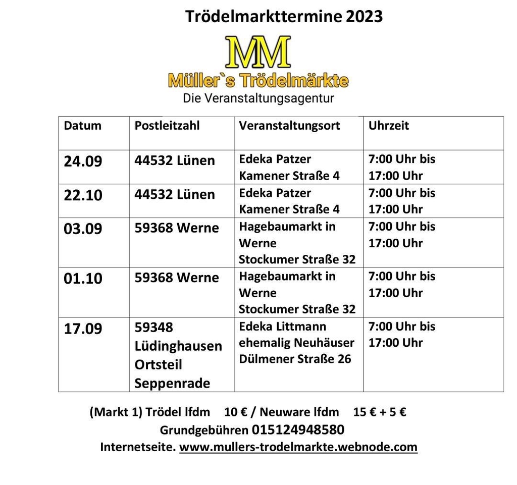 Trödelmarkt Termine