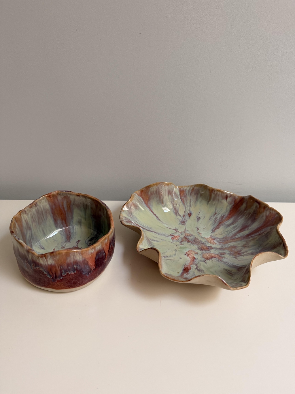 Handmade pottery bowl and dish