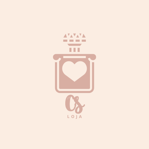 Logo da loja. Composta por um frasco de perfume com um coração no meio. E embaixo o nome da loja CS loja
