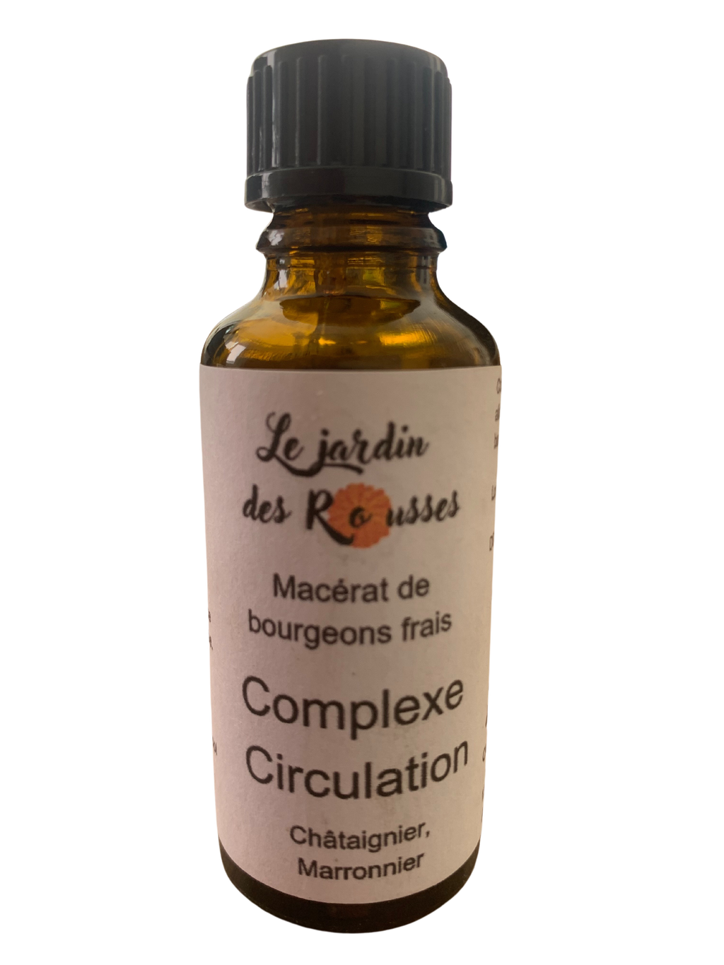 Flacon goutte de 30 ml (600 gouttes environ) - Le jardin des Rousses (agriculture locale Aveyron)
Action : améliore la circulation sanguine, diminue la sensation de jambes lourdes
🌿Conseils d'utilisation 🗨️tu as des questions ? J'y réponds sur whatsapp (lien en bas de la page d'accueil)
5 à 15 gouttes par jour.
Durée de complémentation : Entre 40 et 120 jours (pour 15 ou 5 gouttes).
🌿Précautions d'emploi :
Tenir hors de portée des enfants
Ne pas dépasser la dose conseillée
Déconseillé chez la femme enceinte et chez les enfants
Ce complément alimentaire ne se substitue pas à une alimentation variée équilibrée ainsi qu'à un mode de vie sain.
Déconseillé en cas de traitement anticoagulants
🌿Ingrédients : Eau de source, glycérine végétale, alcool (25%), extraits de bourgeons frais de chataîgnier, marronnier (castanea sativa, aesculus hippocastanum)