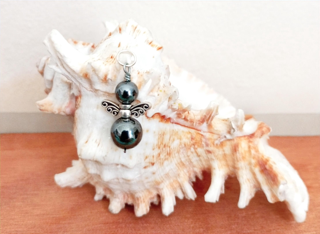 Pendentif ange hématite stress confiance