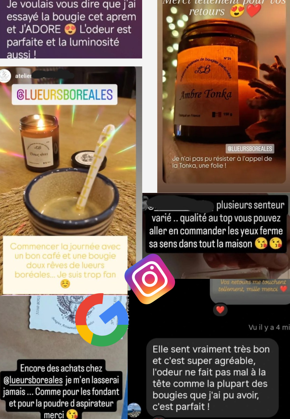 Avis clients reçu via Google ou Instagram