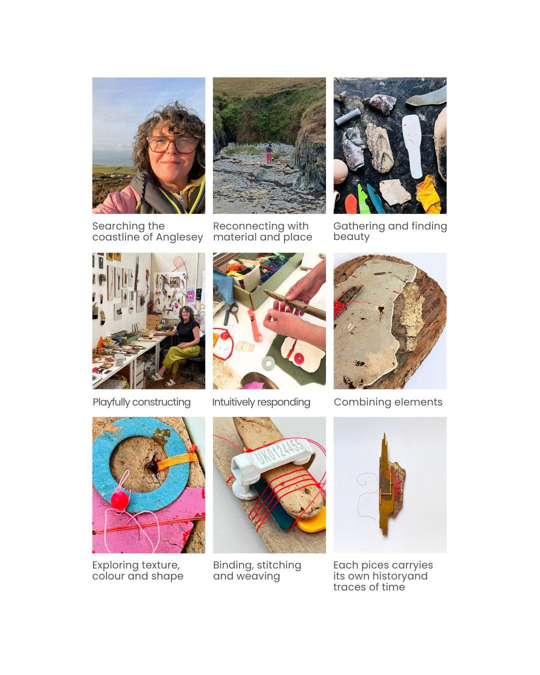 Images showing found objects and the process Jane Wood uses to create her work
