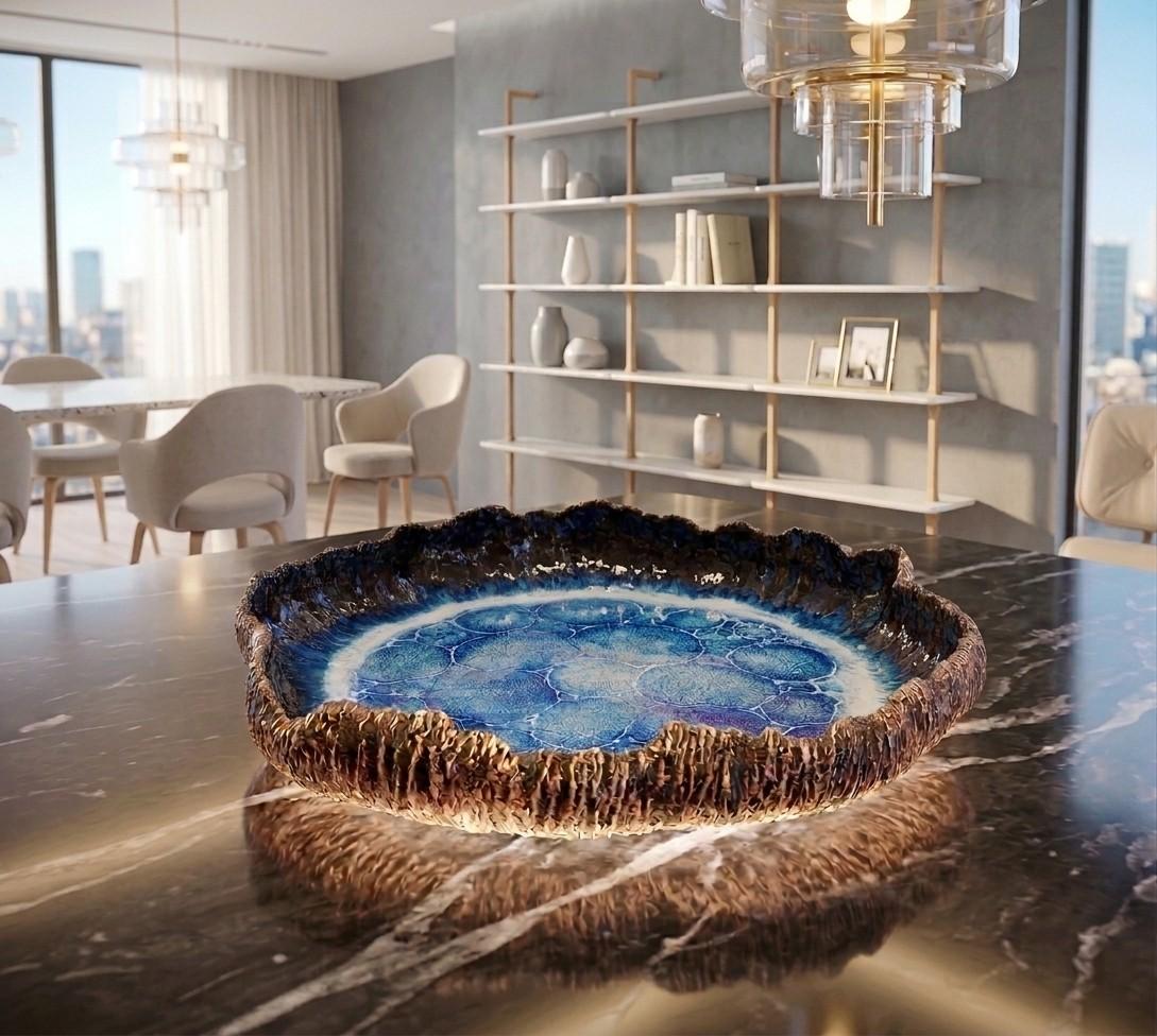 Pratos de cerâmica artesanal em grés feitos à mão para mesa e decoração – Forma da terra