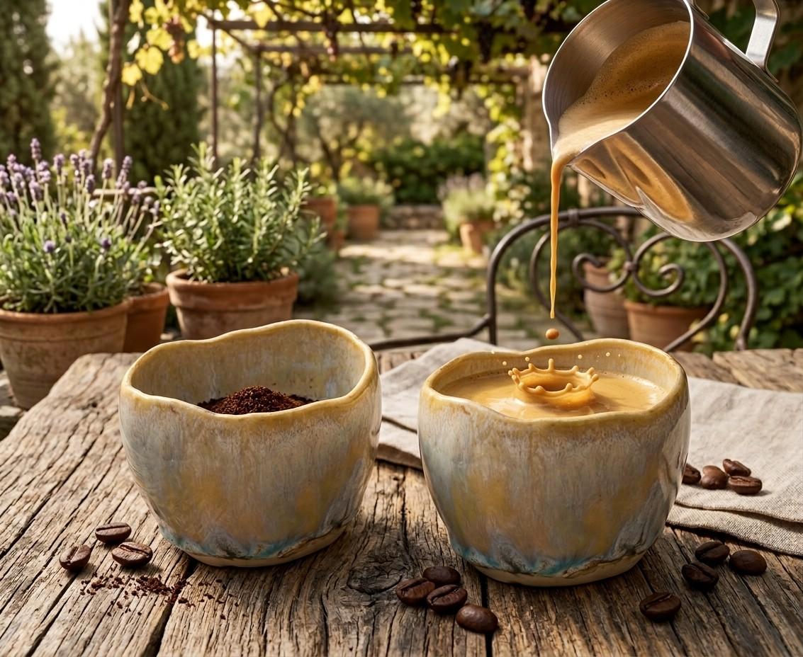 Chávenas de café artesanais em cerâmica e grés feitas à mão – Forma da terra