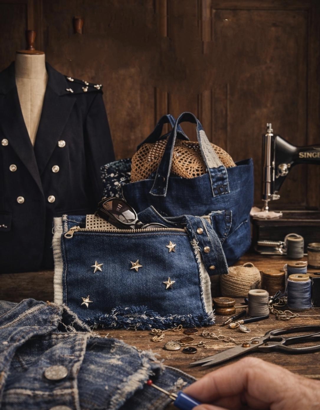 Bienvenue dans l'univers de Delfée & Brodier
Crée pour moi de manière éco-responsable est une évidence.
J'imagine la costumisation des vestes,  je crée des sacs, bijoux, accessoires unique au croisement du chic et du rock des pièces qui ont du caractère, une allure, une âme.
Rien n'est figé tout se transforme.
Je Chine, je déconstruis pour mieux reconstruire, je transforme,  je reveille les vêtements, les tissus oubliés pour leur offrir une nouvelle histoire.
Les matières vivent une seconde vie entre mes mains : vieux jean, anciens cuir, vestes oubliés, ... deviennent des créations singulières éco-responsable.
Chaque pièce porte une identité, la mienne et peut-être bientôt la tienne.