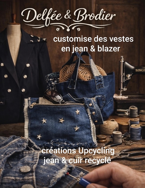 Créatrice écho responsable 
- Custumise des vestes en jean & Blazer  
- créations Upcycling : sacs, bijoux, accessoires en jean & cuir recyclé 
