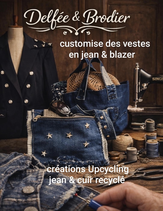 Créatrice écho responsable 
- Custumise des vestes en jean & Blazer  
- créations Upcycling : sacs, bijoux, accessoires en jean & cuir recyclé 