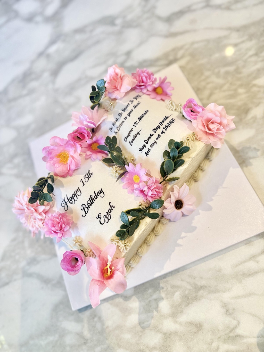 Pink gold Birthday book cake father brother son birthday bento personalised custom cupcakes