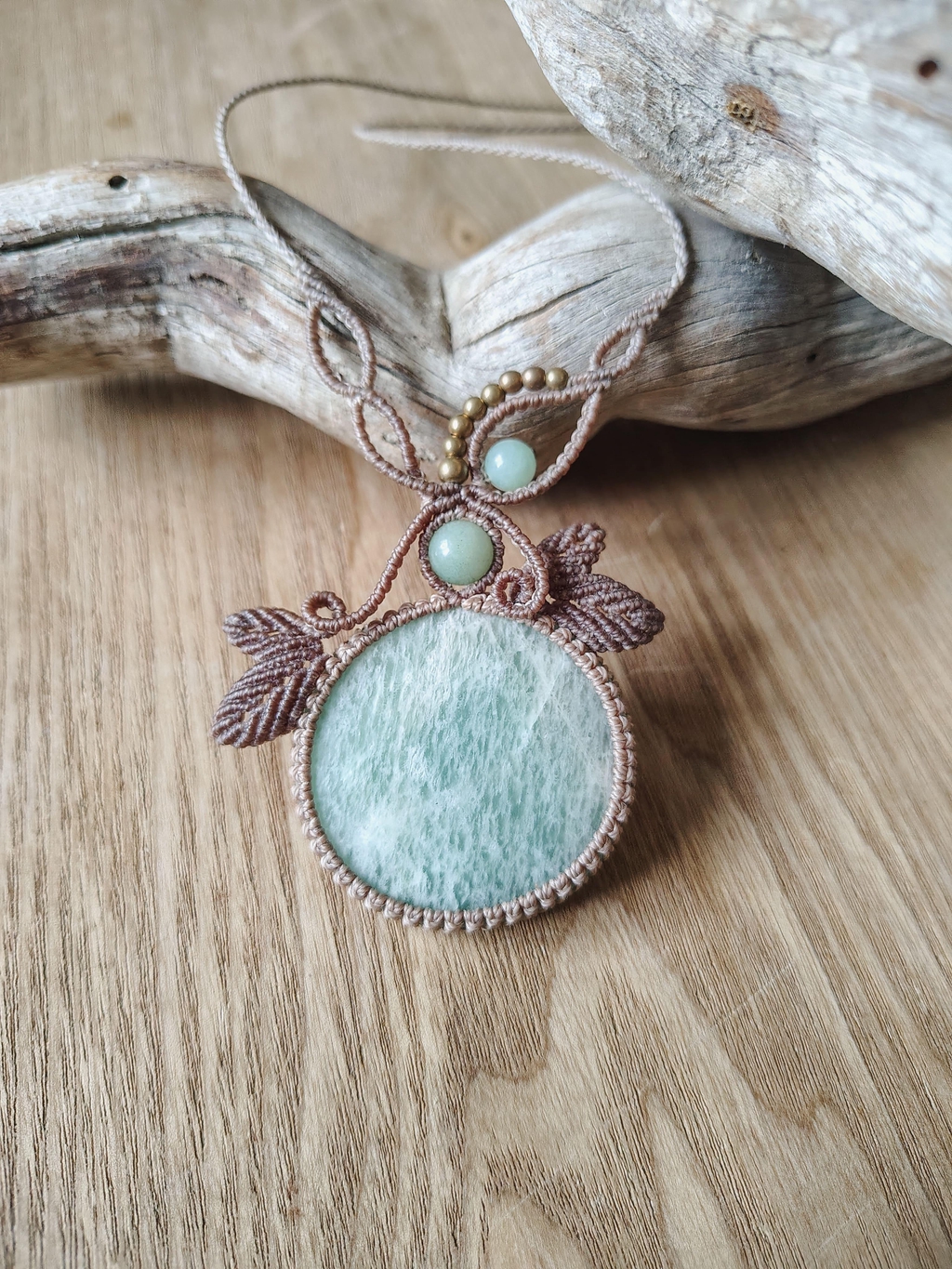 collier macramé amazonite ronde